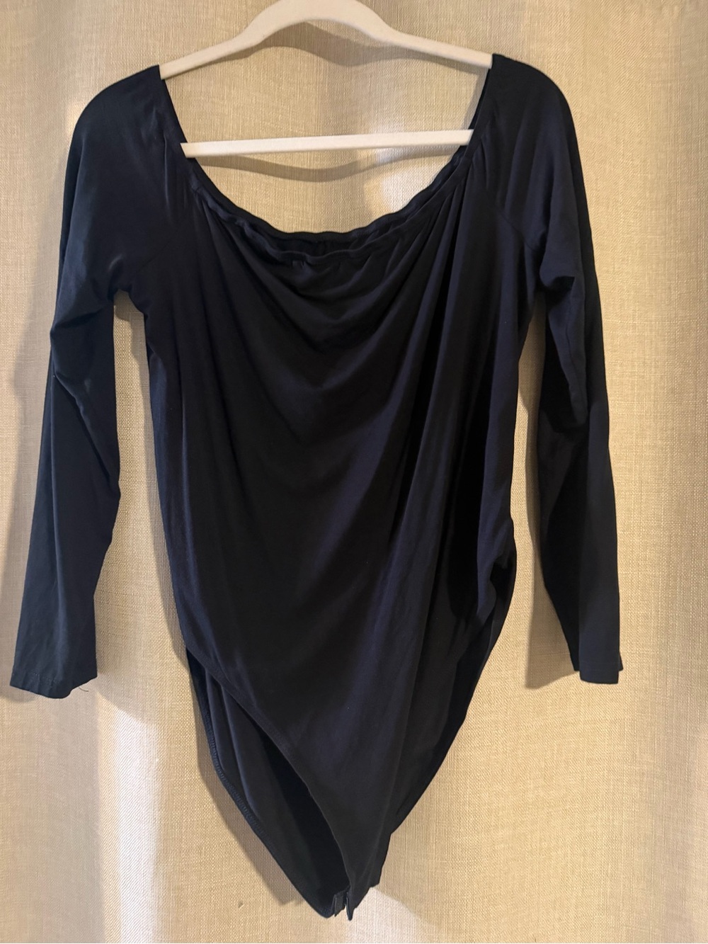 Women's Navy Long-Sleeve Off-the-shoulder Bodysuit